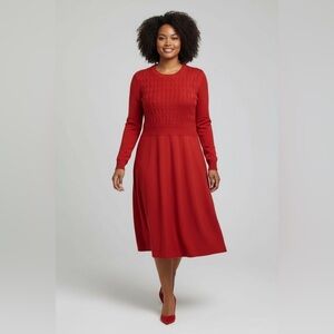 Eliza J Red Winter Dress Stretch Full Skirt